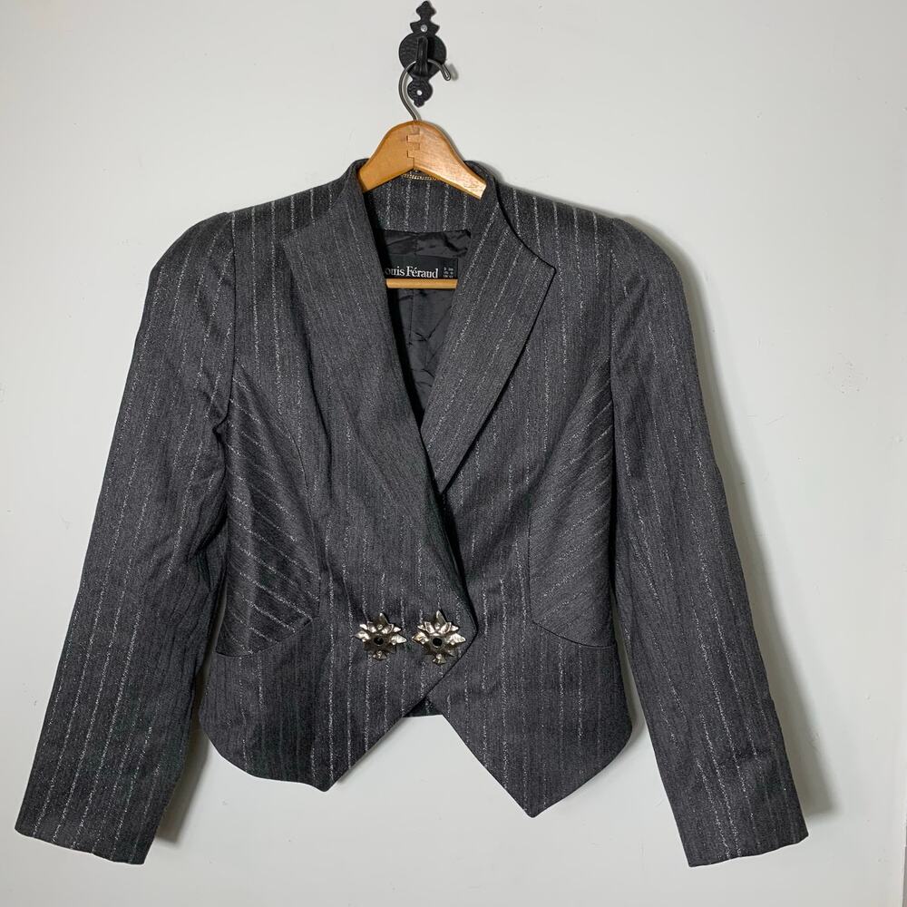 Womens Louis Feraud Blazer Gray Size 8 EUC!